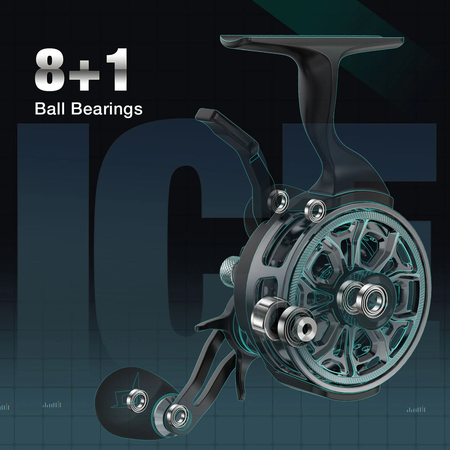 Piscifun® ICX Carbon Ice Fishing Reel, Structure Upgrade Magnetic Drop System Inline Ice Fishing Reel