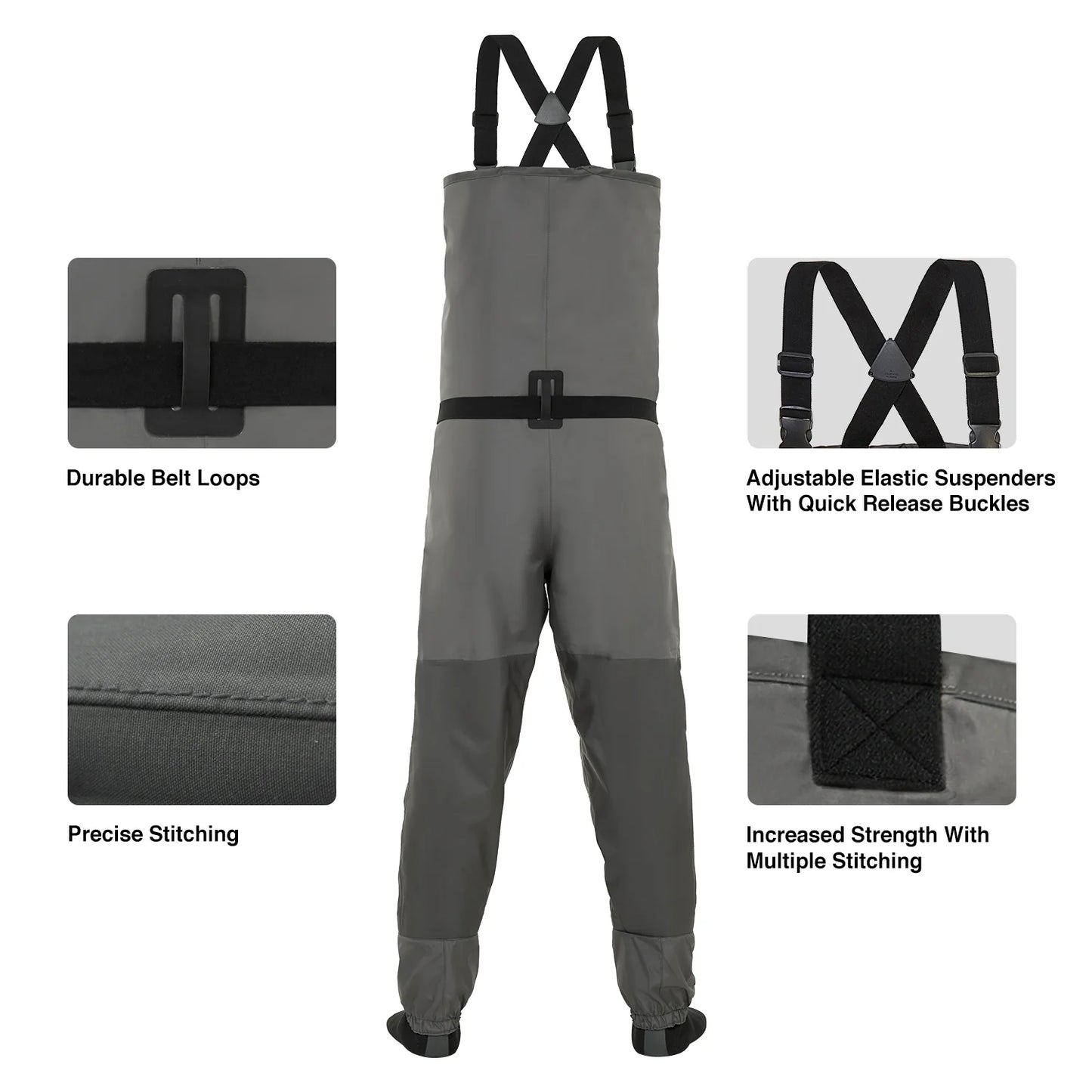 Piscifun® Breathable Chest Waders Stocking Foot Waders Fishing Waders