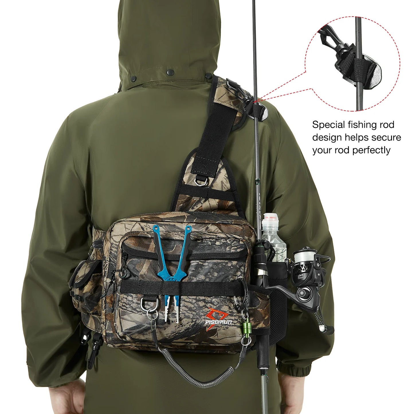 Piscifun® Sling Fishing Tackle Bag Outdoor Fishing Storage Pack