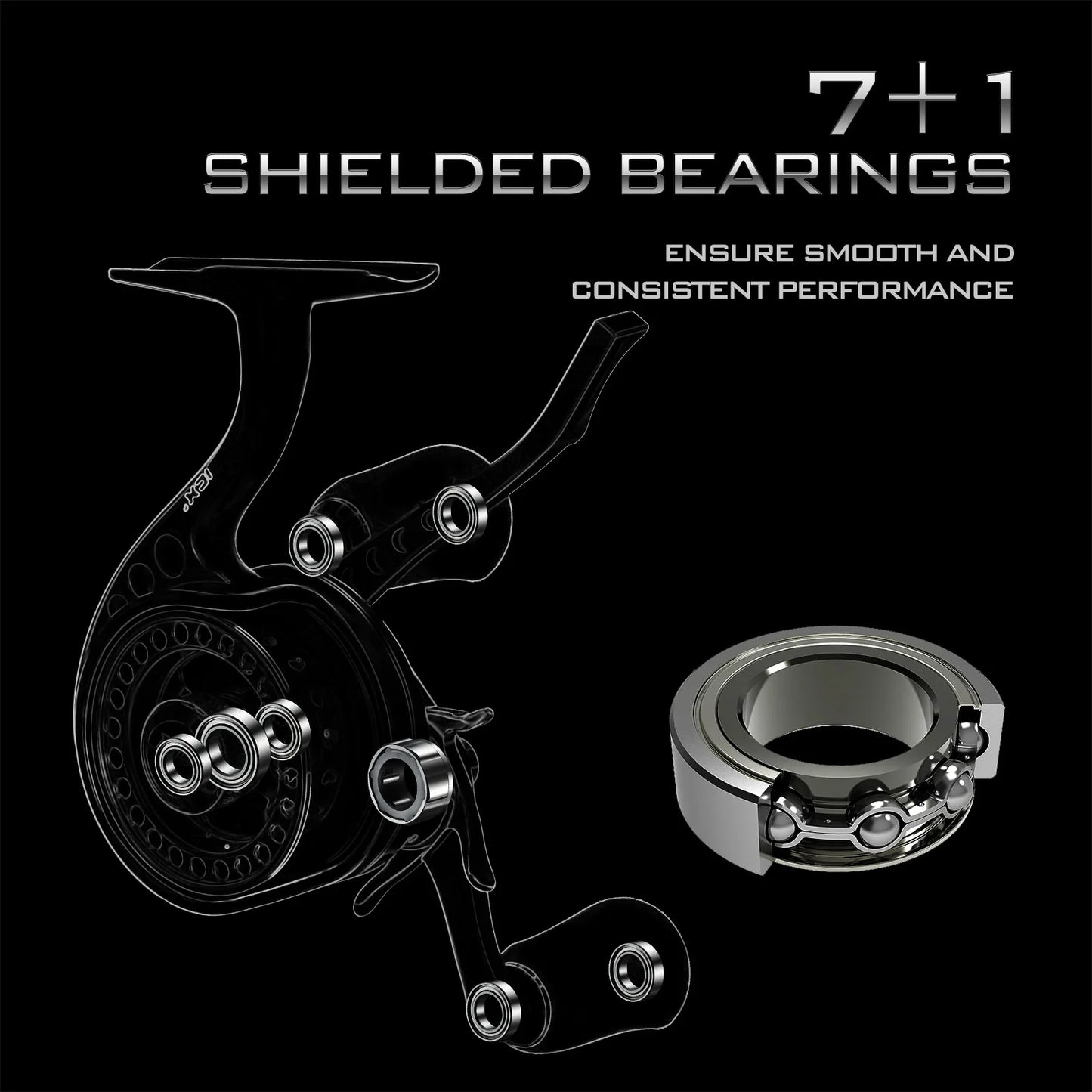 Piscifun® ICX Precision Ice Fishing Reel, 2.6:1 Inline FreeSpool Ice Reel Ultra Smooth Strength 7+1 Shielded Ball Bearings