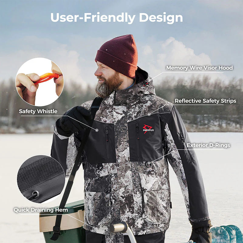 Piscifun Ice Fishing Suit,3 in 1  Heated Jacket,Waterproof Fishing Bib