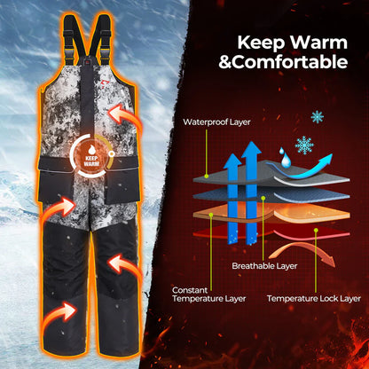 Piscifun Ice Fishing Suit,3 in 1 Jacket,Waterproof Fishing Bib With Flotation Technology
