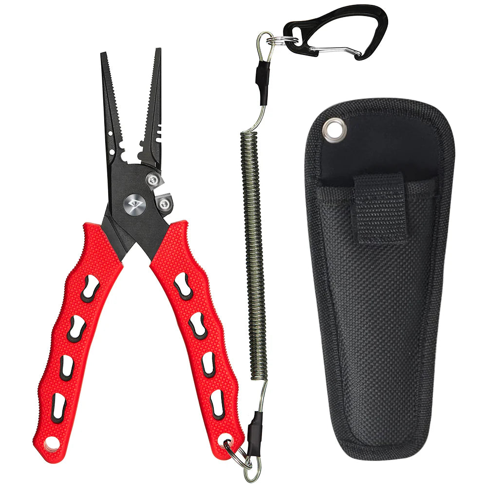 Piscifun® SXP Fishing Pliers Stainless Steel Hook Remover Pliers with Sheath and Lanyard Straight Nose