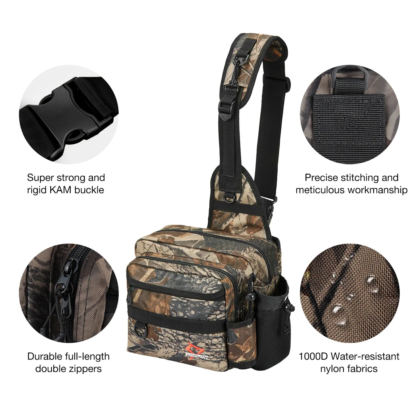 Piscifun® Sling Fishing Tackle Bag Outdoor Fishing Storage Pack