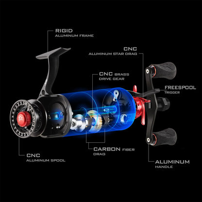 Piscifun® ICX Precision Ice Fishing Reel, 2.6:1 Inline FreeSpool Ice Reel Ultra Smooth Strength 7+1 Shielded Ball Bearings