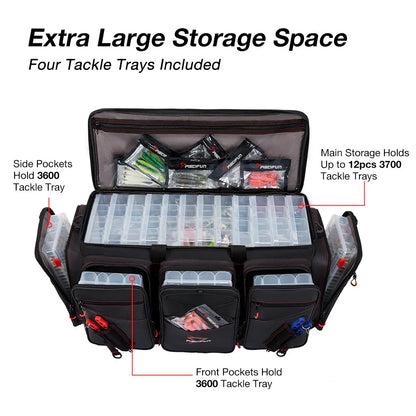 Piscifun® Travel Pro Fishing Tackle Bag with 4 Trays