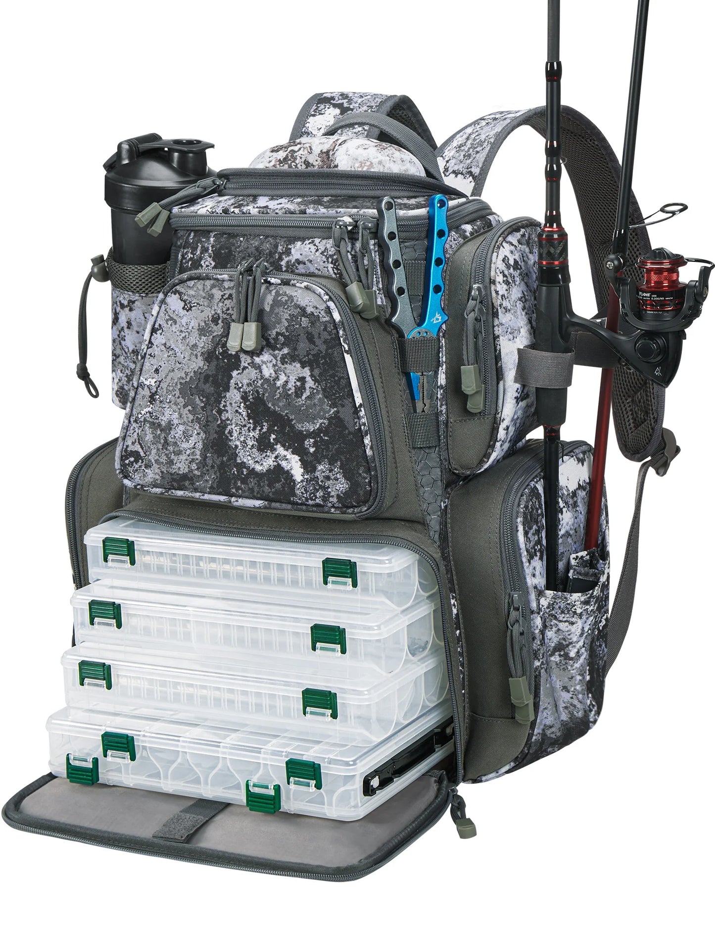 Piscifun® Fishing Tackle Backpack With 4 Trays Large Fishing Gear Bag