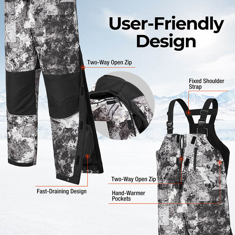Piscifun Ice Fishing Insulated Bibs, Waterproof Fishing Bib