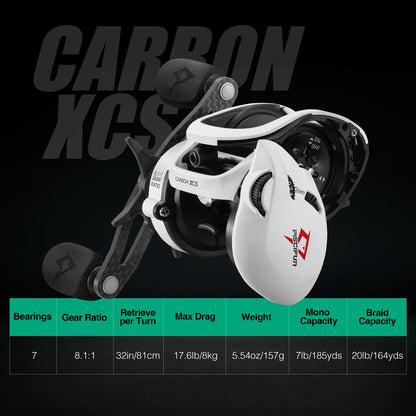 Piscifun Carbon XCS Baitcasting Fishing Reel-Ultra Light to 5.5 oz, 8.1:1 Gear Ratio Casting Reel