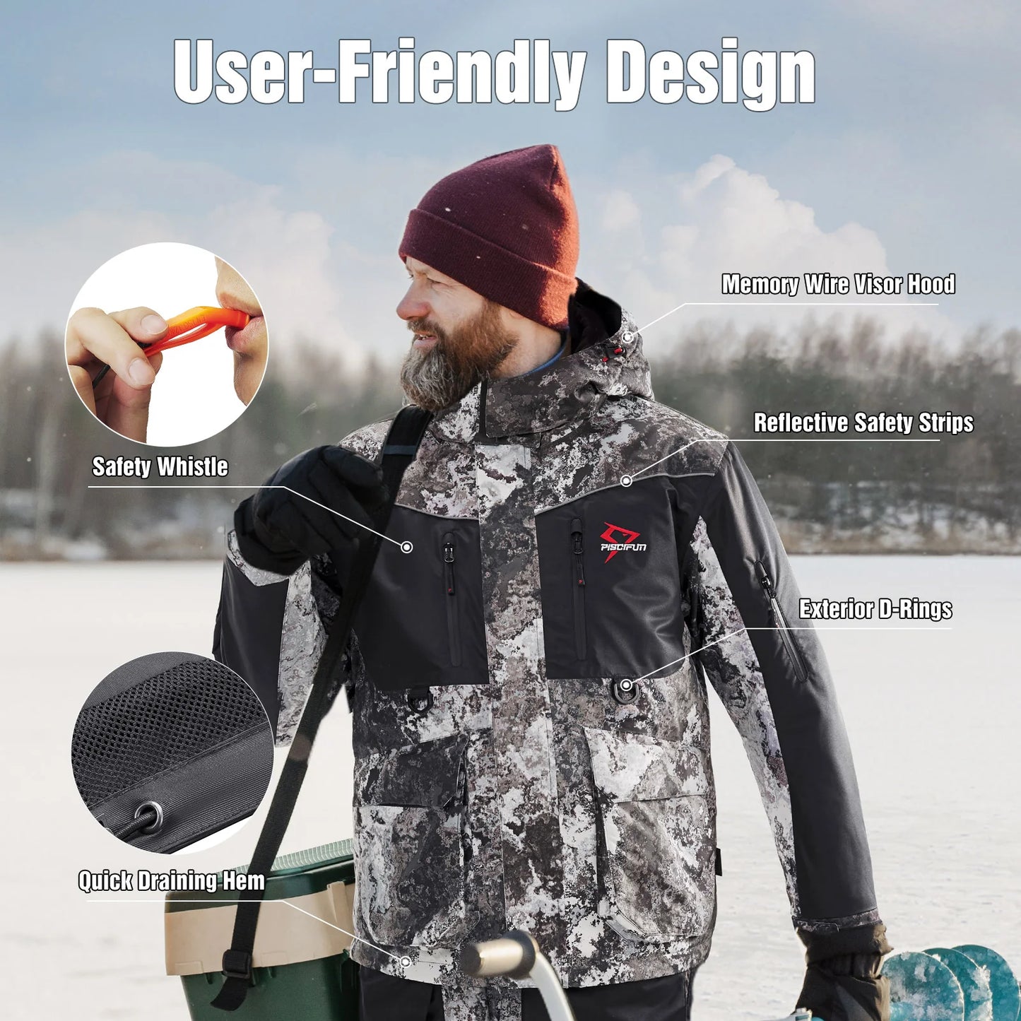 Piscifun Ice Fishing 3-in-1  Jacket Waterproof Fishing Jackets