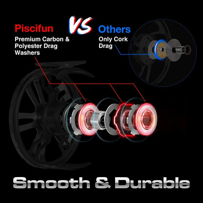 Piscifun® Platte Pro Fly Reel with Full-Sized Drag Knob,  Large Arbor & Fully Sealed Fly Fishing Reel for Freshwater & Saltwater