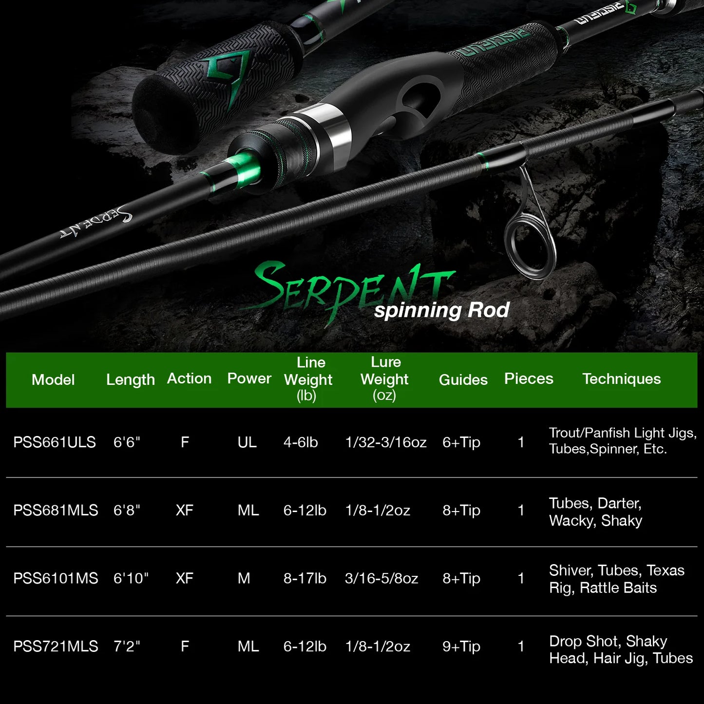 Piscifun® Serpent Spinning Rod One Piece Rod Sale