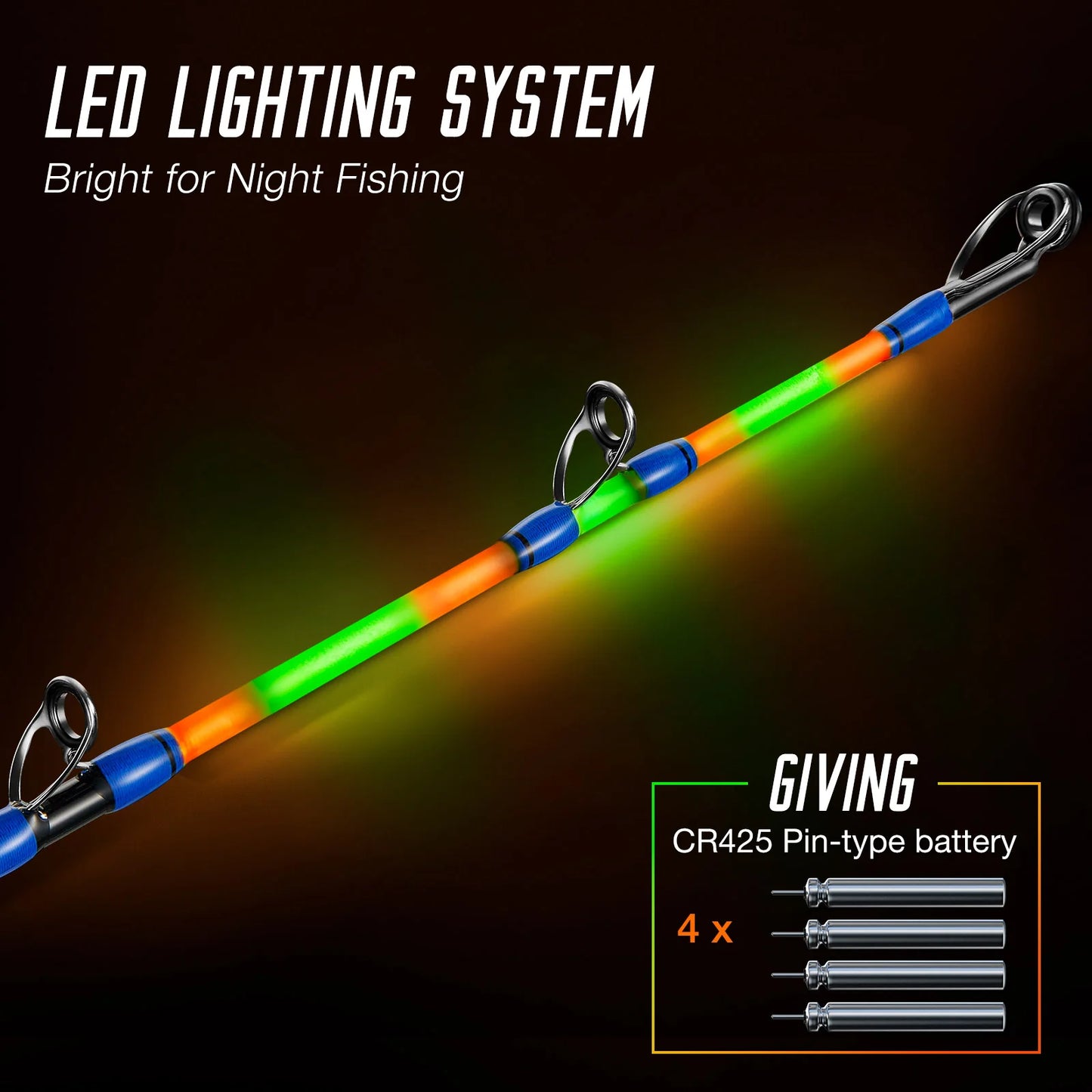 PISCIFUN® LED LumiCat Catfish Rods, 2 Piece Casting Rods