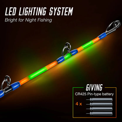 PISCIFUN® LED LumiCat Catfish Rods, 2 Piece Casting Rods