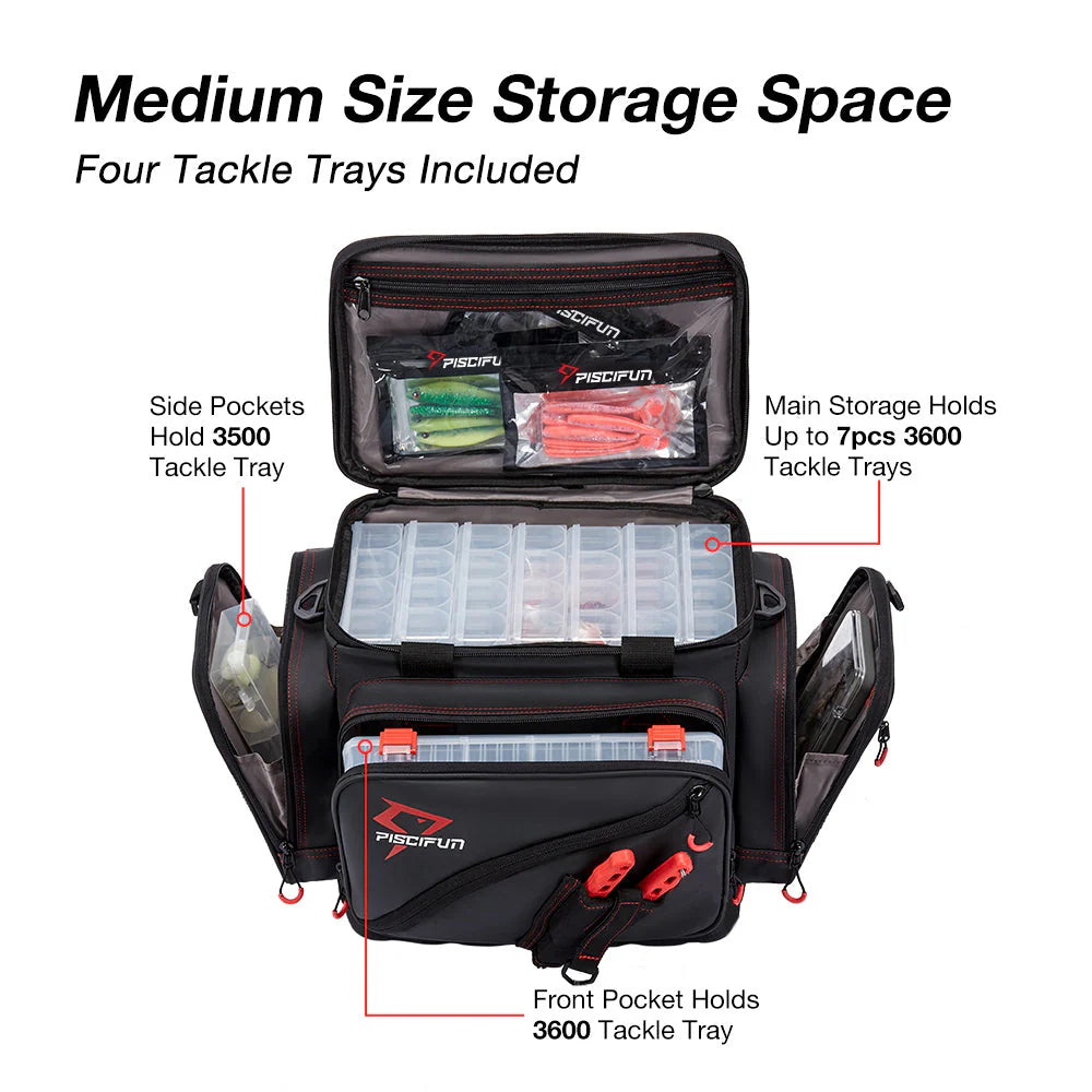 Piscifun® Travel Pro Fishing Tackle Bag with 4 Trays