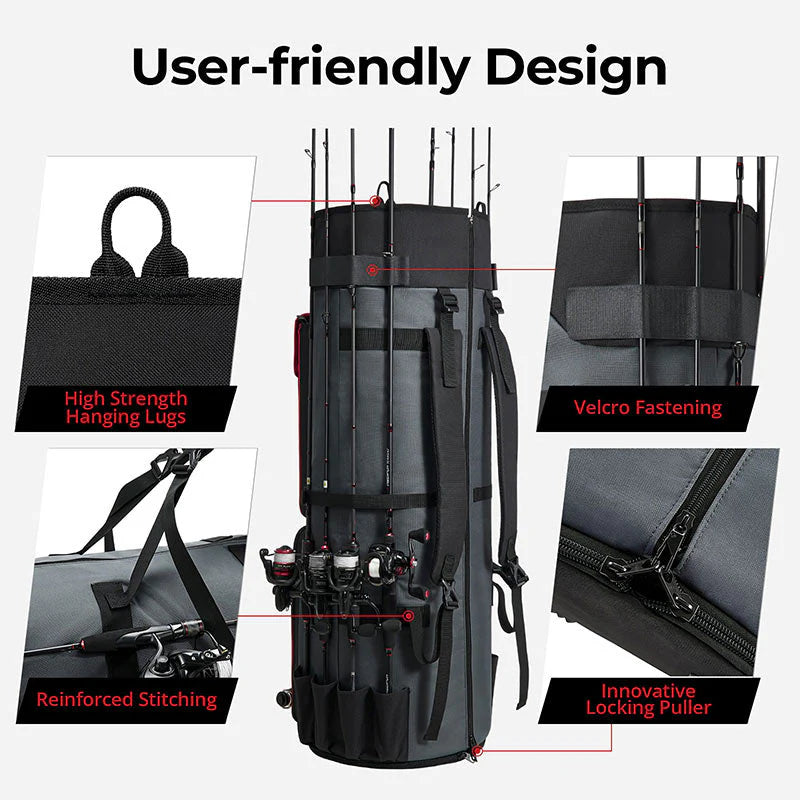 Piscifun Fishing Rod Case Bag Holds 8 Rods & Reels, 100L Large Storage Sale