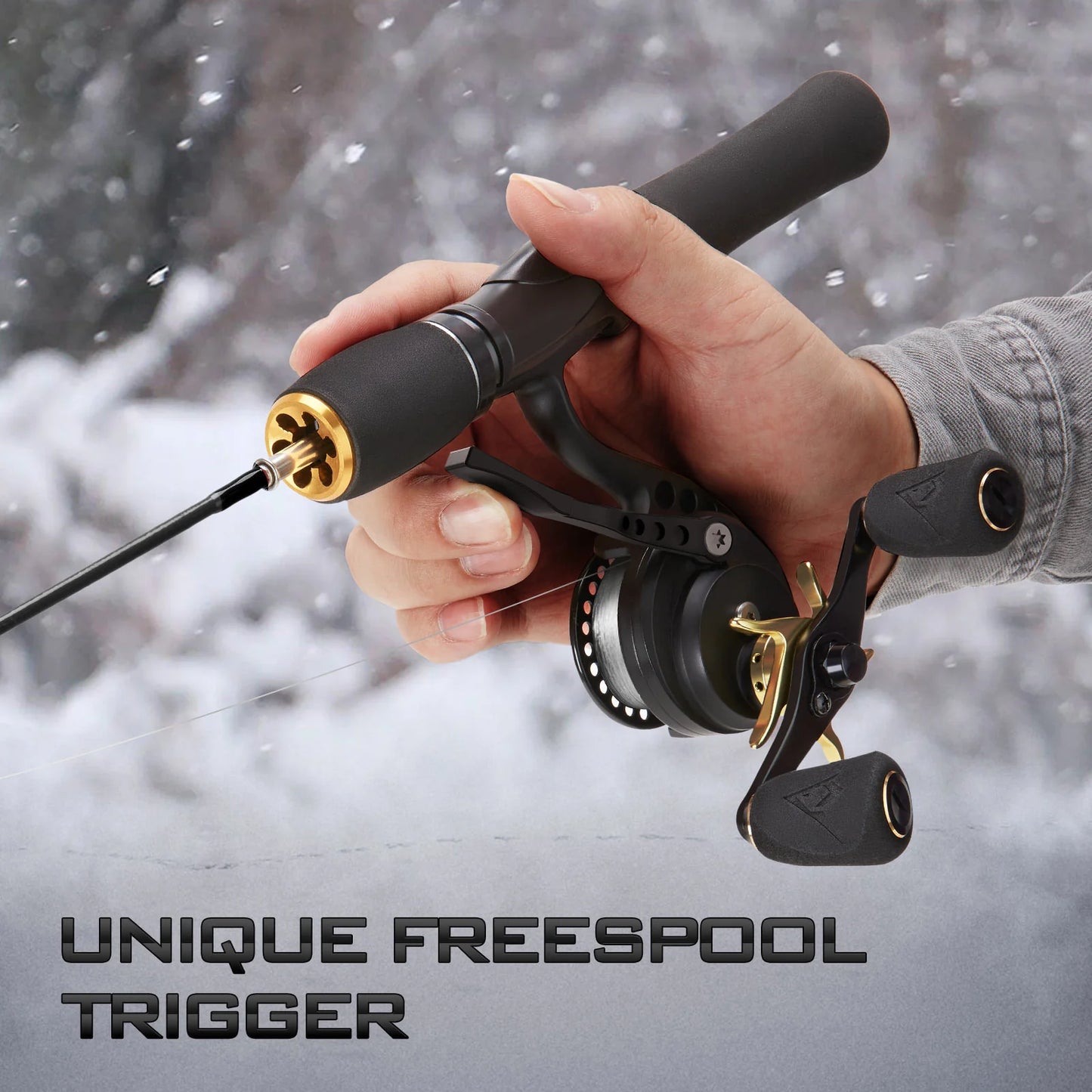 Piscifun® ICX Precision Ice Fishing Reel, 2.6:1 Inline FreeSpool Ice Reel Ultra Smooth Strength 7+1 Shielded Ball Bearings