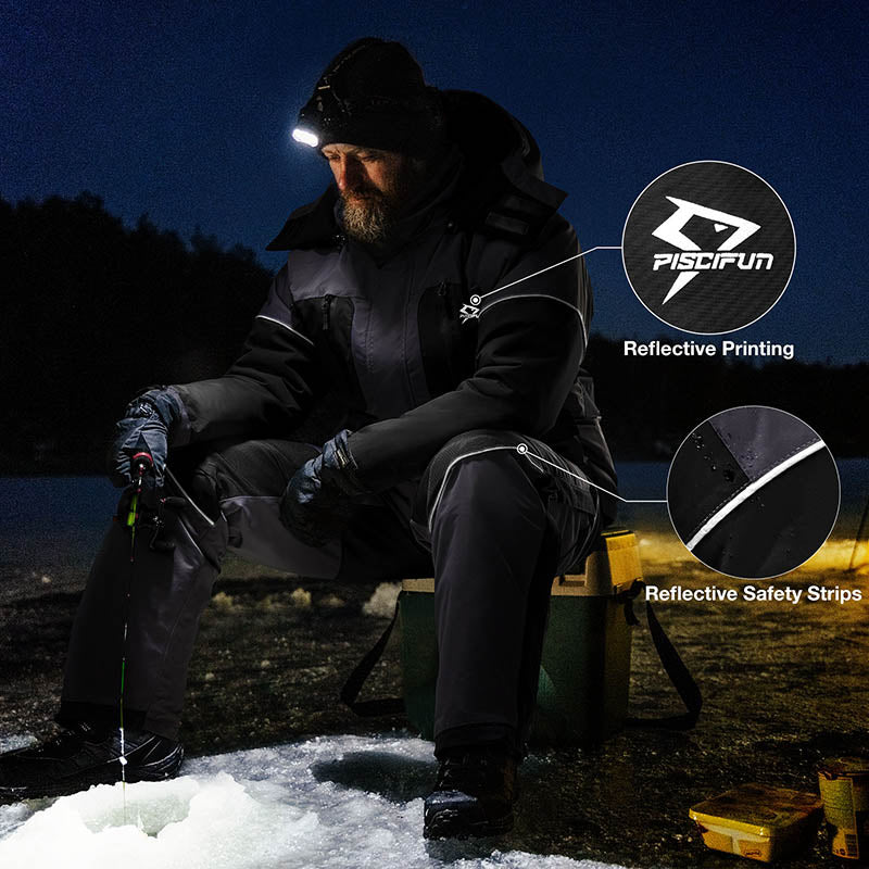Piscifun Ice Fishing Suits, Insulated Jacket & Bibs Waterproof With Flotation Technology