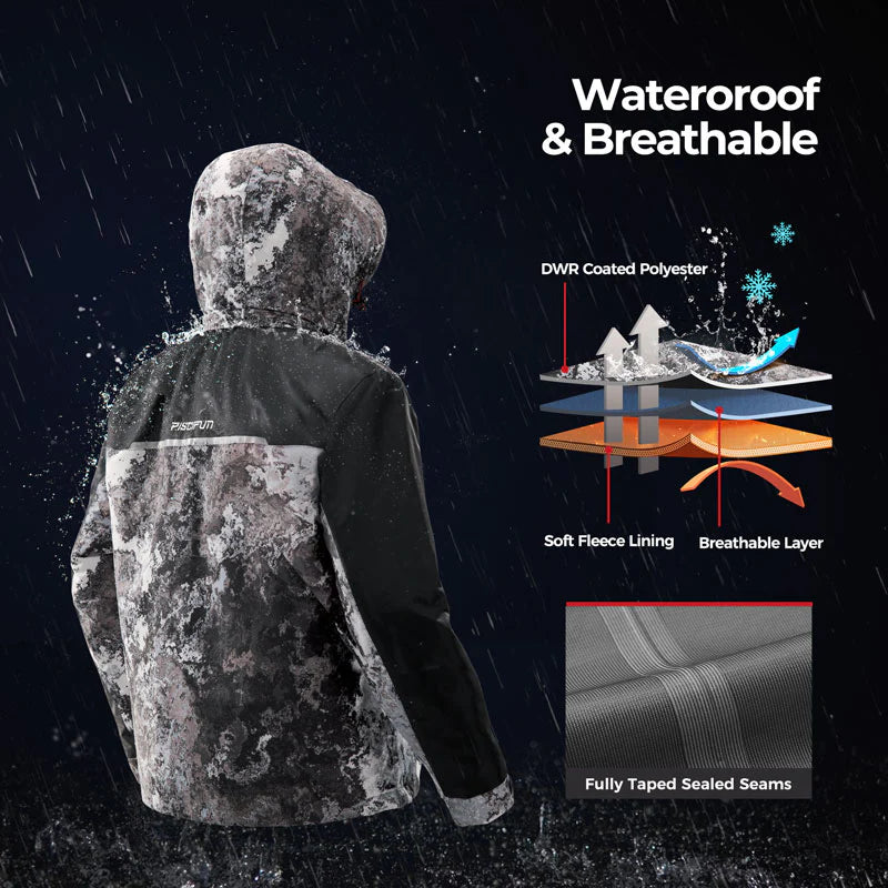 Piscifun Ice Fishing Suit,3 in 1  Heated Jacket,Waterproof Fishing Bib