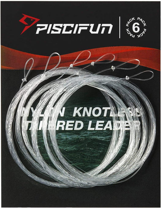 Piscifun Fly Fishing Tapered Leader with Loop-9ft 7.5ft 12ft(6 Pack) 0X 1X 2X 3X 4X 5X 6X 7X