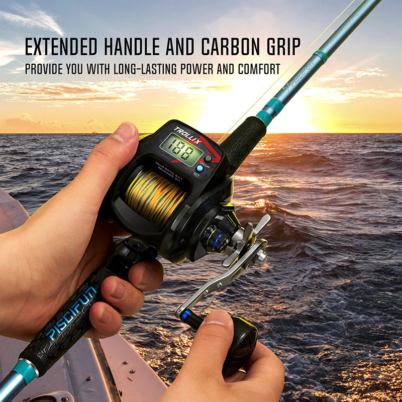 Piscifun® Trollix LCD Line Counter Digital Reel, 6.2:1 Trolling Fishing Reel