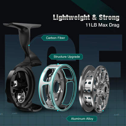 Piscifun® ICX Carbon Ice Fishing Reel, Structure Upgrade Magnetic Drop System Inline Ice Fishing Reel