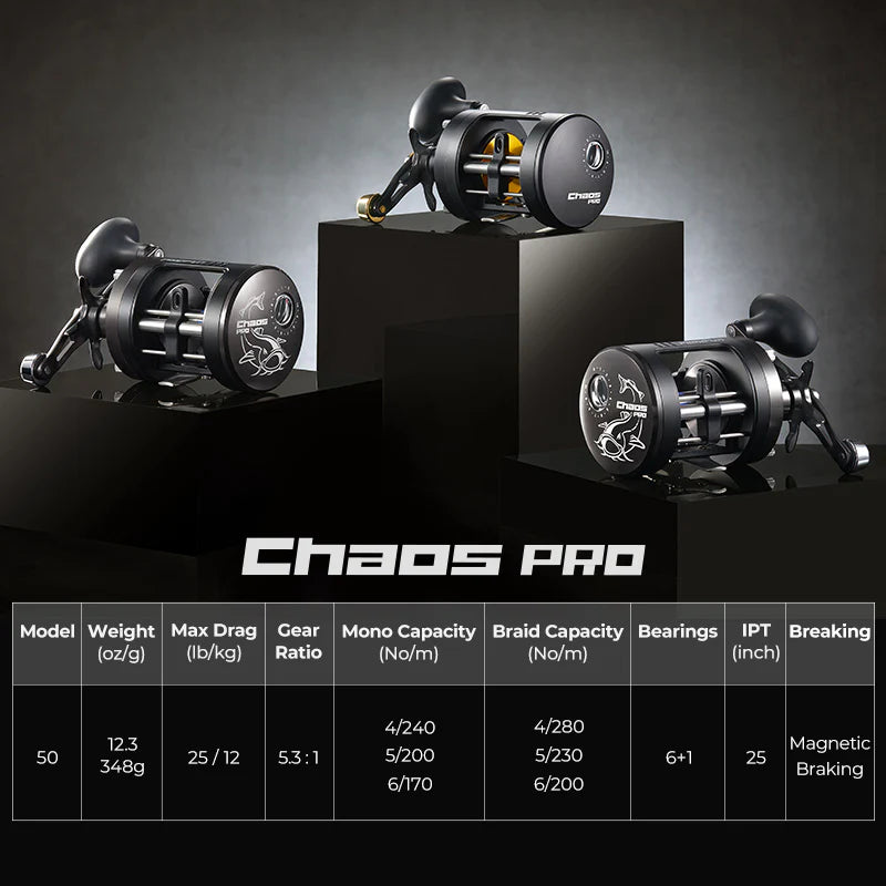 Piscifun® Chaos Pro CNC Baitcasting Reels and LED LumiCat II Casting Rods Combo