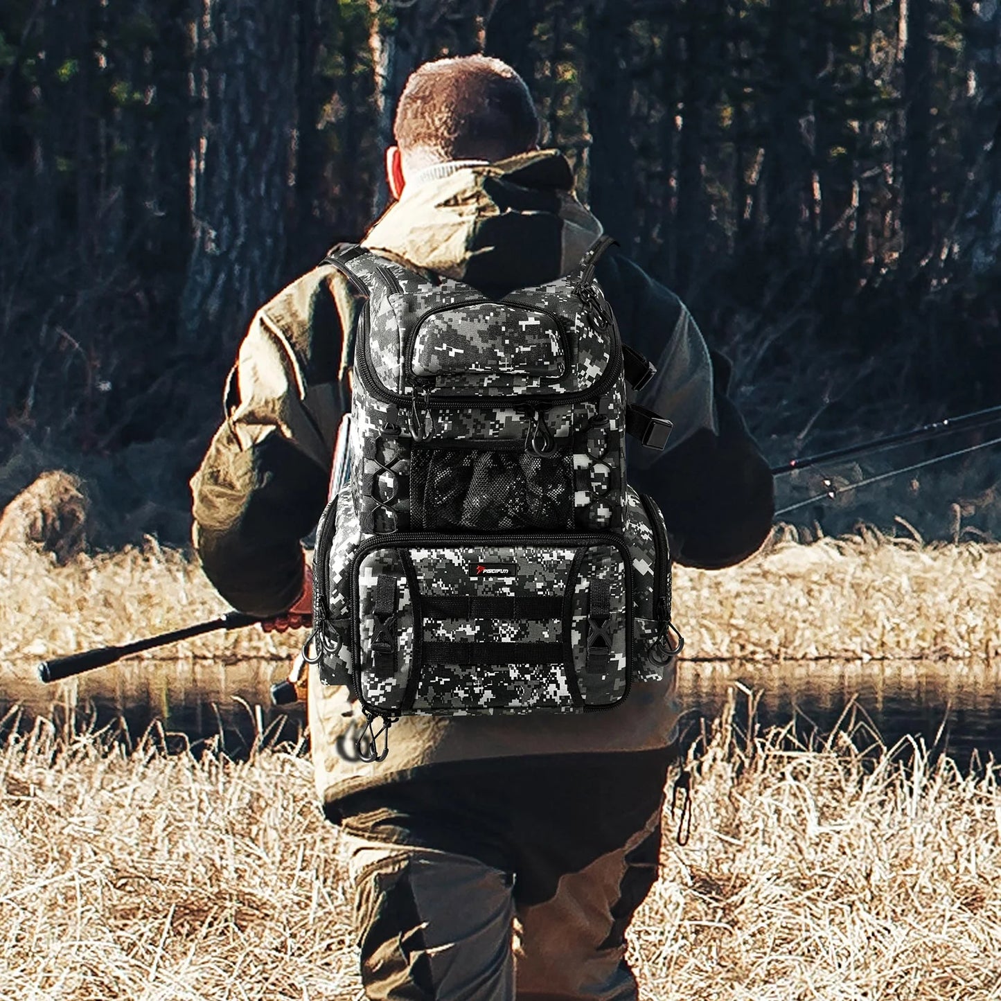 Piscifun Fishing Tackle Backpack Large Fishing Storage Bag With 4 Boxes