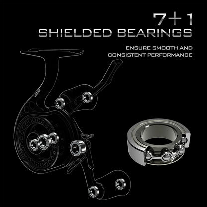 Piscifun® ICX Precision Ice Fishing Reel, 2.6:1 Inline FreeSpool Ice Reel Ultra Smooth Strength 7+1 Shielded Ball Bearings