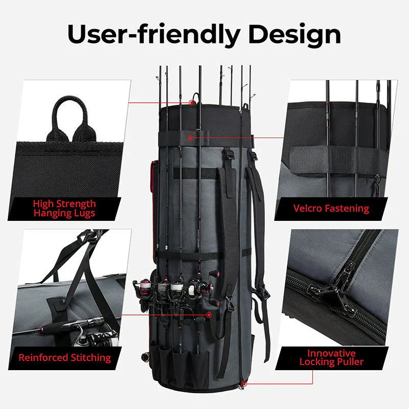 Piscifun Fishing Rod Case Bag Holds 8 Rods & Reels, 100L Large Storage