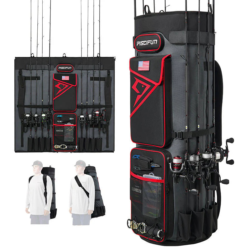 Piscifun Fishing Rod Case Bag Holds 8 Rods & Reels, 100L Large Storage Sale